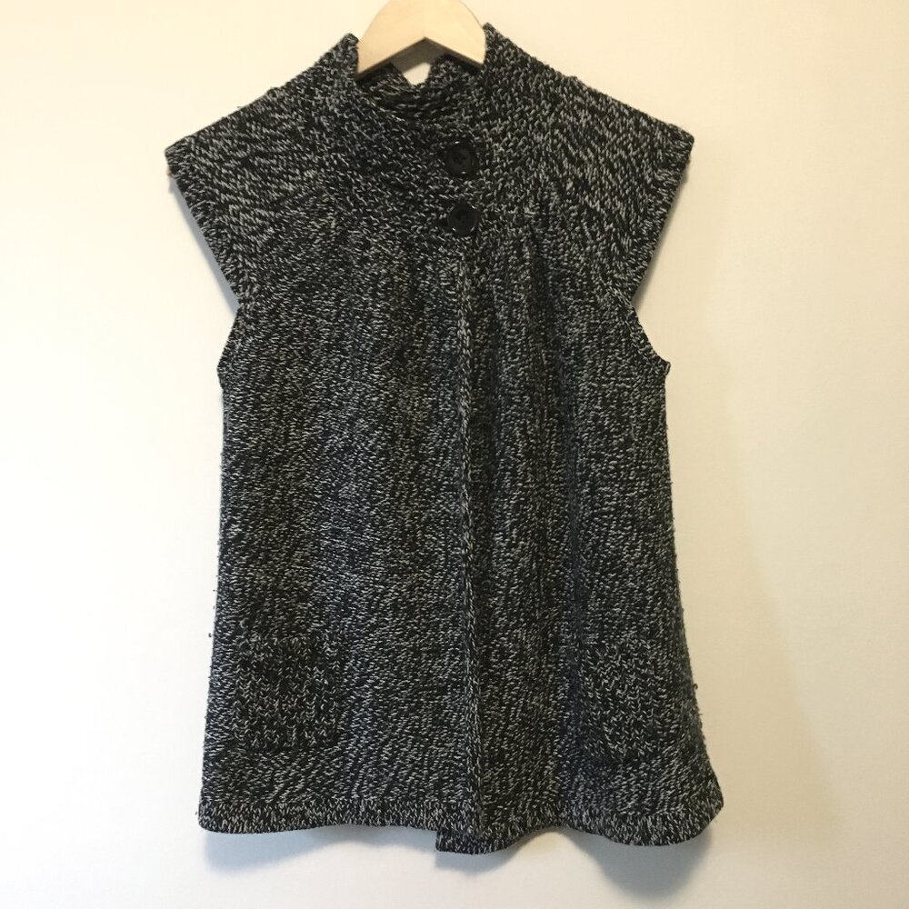 Coquette Cleo Salt & Pepper Buttoned High Collar Cap Sleeve Cardigan Small - Picture 2 of 16